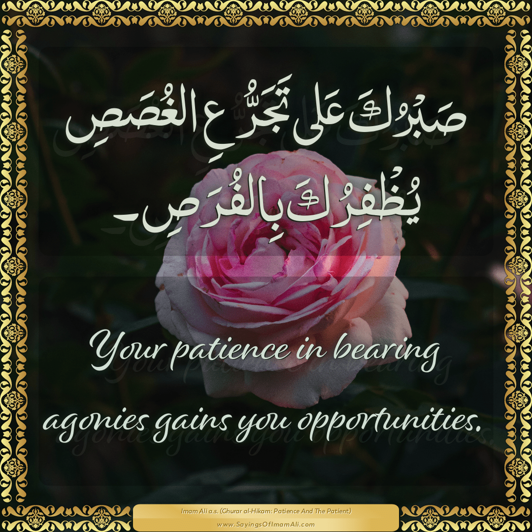 Your patience in bearing agonies gains you opportunities.